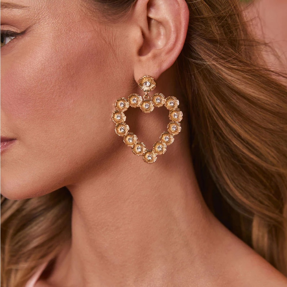 Vici Hearts of Gold Drop Heart Shaped Earrings